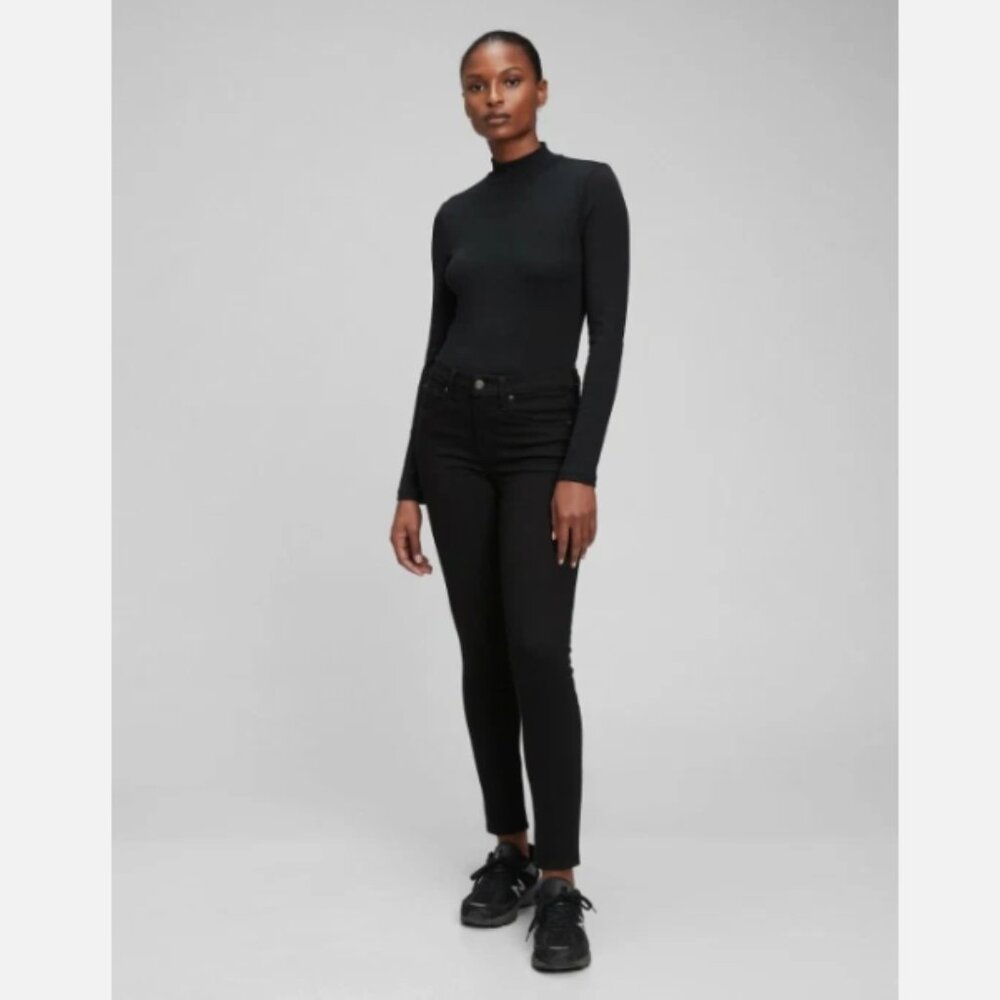 GAP Mid Rise True Skinny Ankle Jeans Black Rinse Size 26/2 RT$80 NWT Biker Moto - Picture 6 of 15